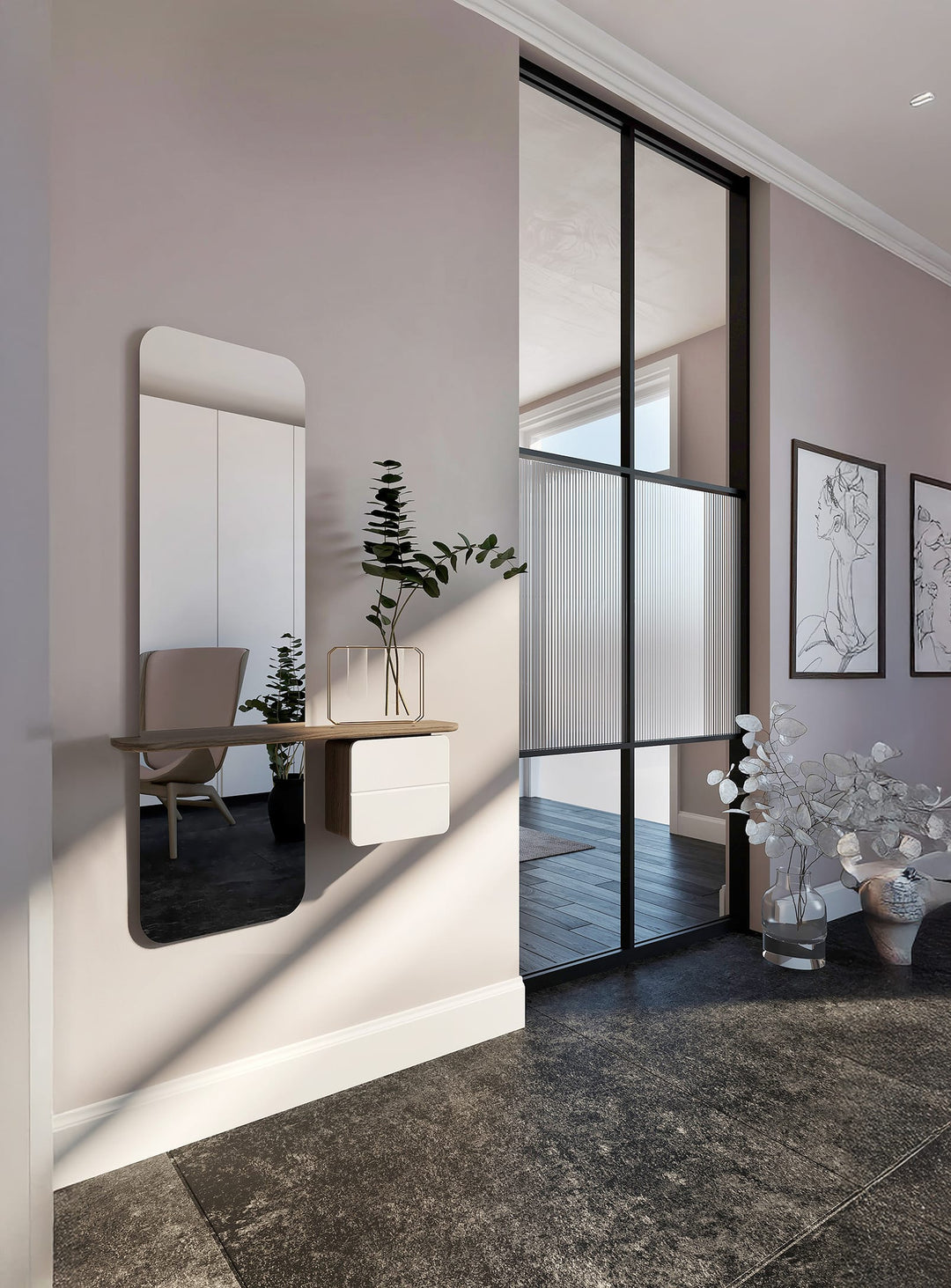 Miroir One More Look Umage : un miroir en pied avec rangement intégré et design élégant. perle