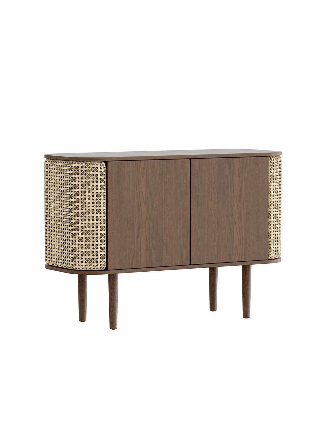 Cabinet Treasures Umage : un cabinet contemporain avec côtés incurvés personnalisables. roseau venitien