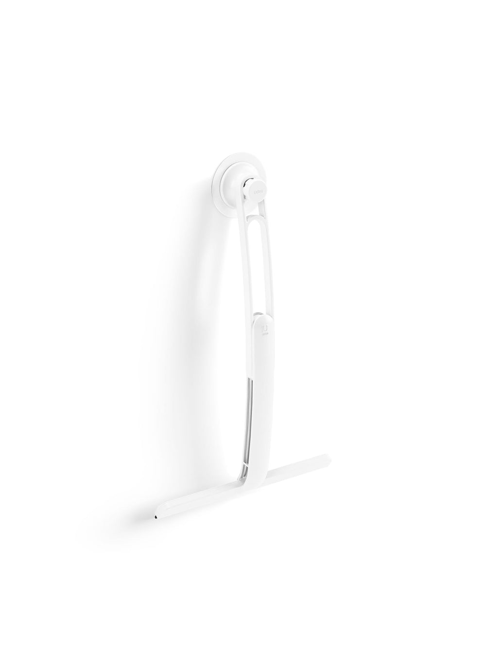 La raclette Flex Adhesive d'Umbra élimine eau et traces sur les parois de douche grâce à sa lame en silicone.