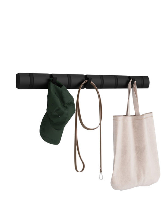 Crochets muraux Flip 8 Umbra : porte-manteaux mural compact, pratique et discret. noir