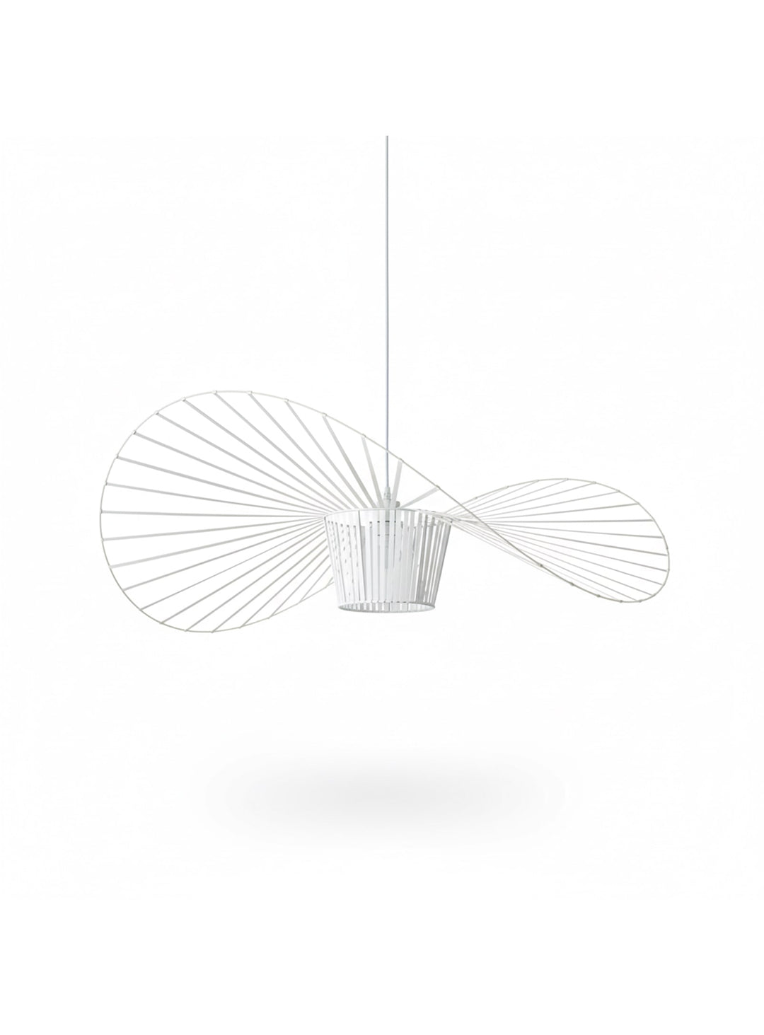 Lampe suspendue Vertigo, structure légère aux rubans graphiques. blanc