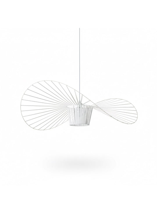 Lampe suspendue Vertigo, structure légère aux rubans graphiques. blanc
