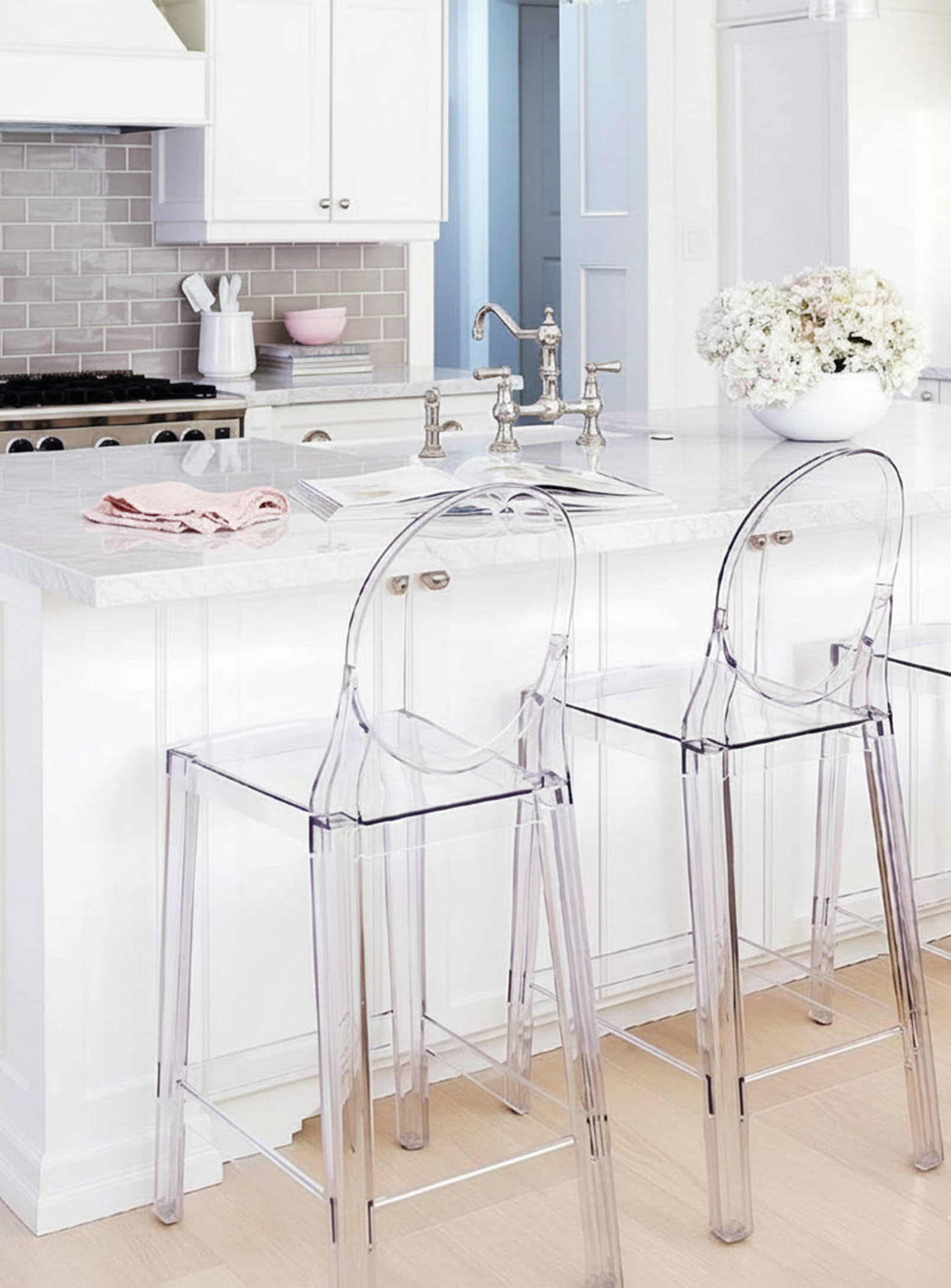 Lucite Ghost Chair Bar Stool 9d. Acrylic Stool 'Baroque' – Cast