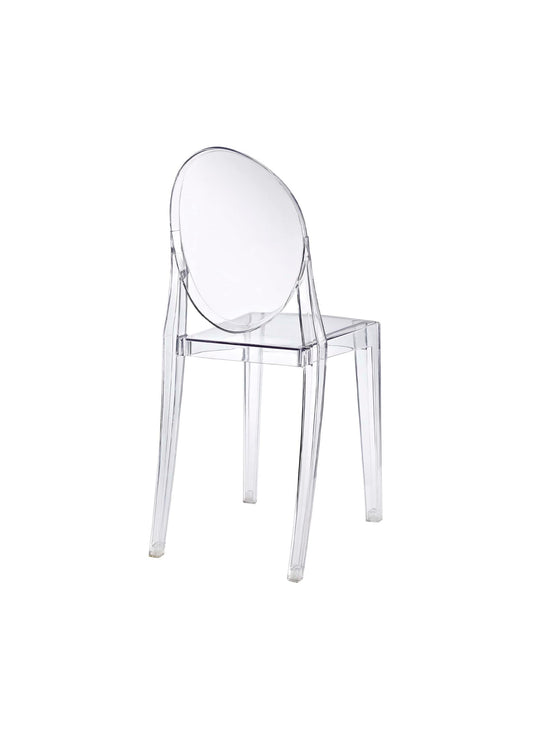 Nüspace signe la chaise Victoria Ghost, chic et résistante aux chocs. transparent