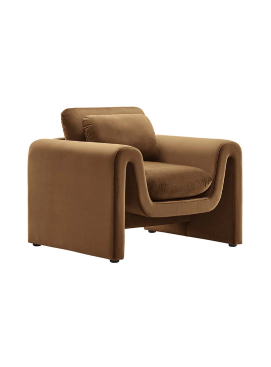 Fauteuil Waverly : silhouette artistique, assise moelleuse et élégance moderne. brun