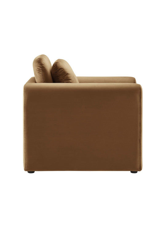 Fauteuil Waverly, design sculptural et confort premium pour un intérieur élégant. brun