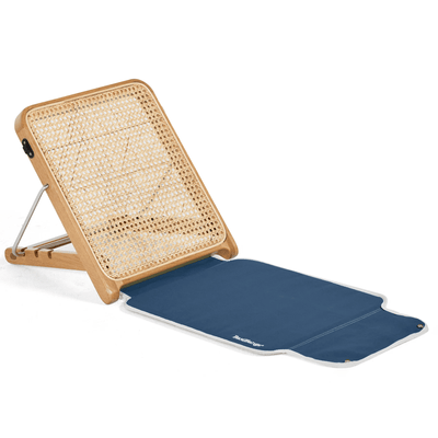 Basil Bangs The Lounger, chaise longue à poser au sol avec support inclinable, en bois et tissu résistant, bleu acier