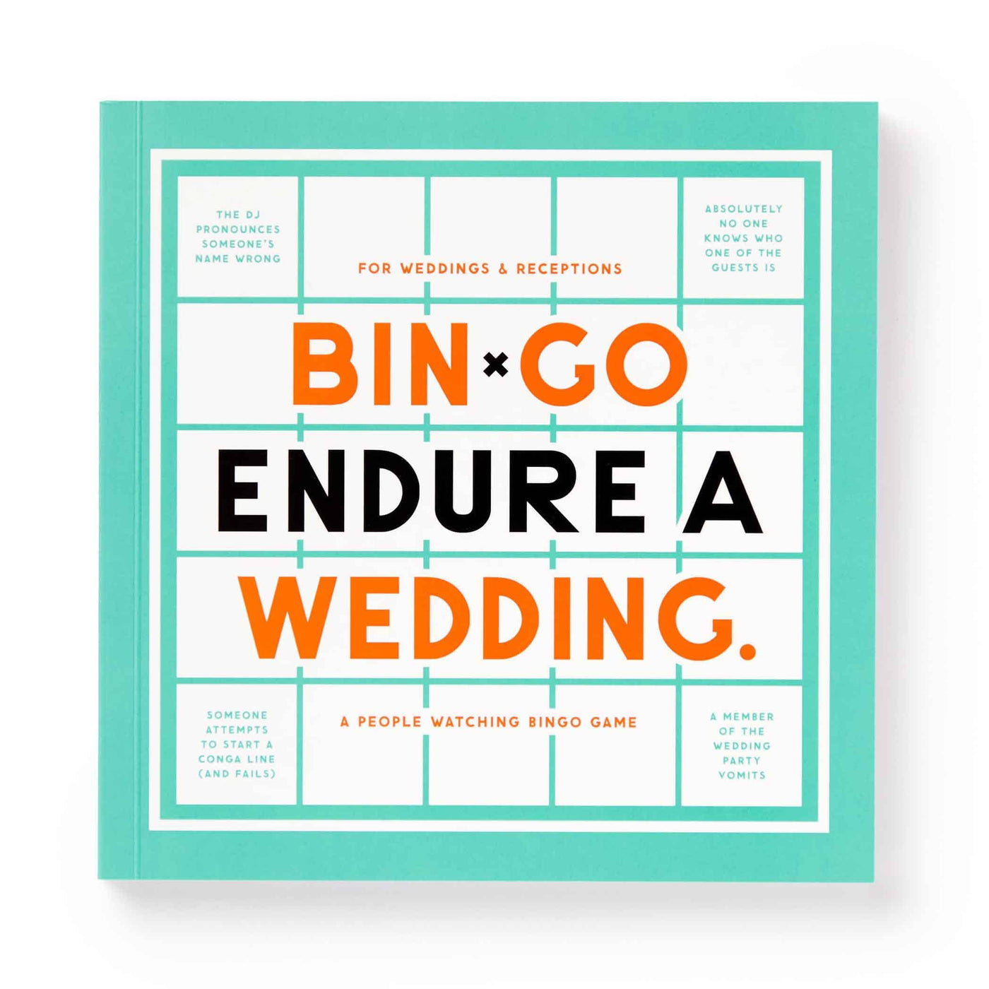 Célébrez les mariages avec 'Bin-Go Endure a Wedding' de Brass Monkey. 24 cartes de bingo pré-remplies pour une compétition d'observation hilarante. Une expérience unique à partager!