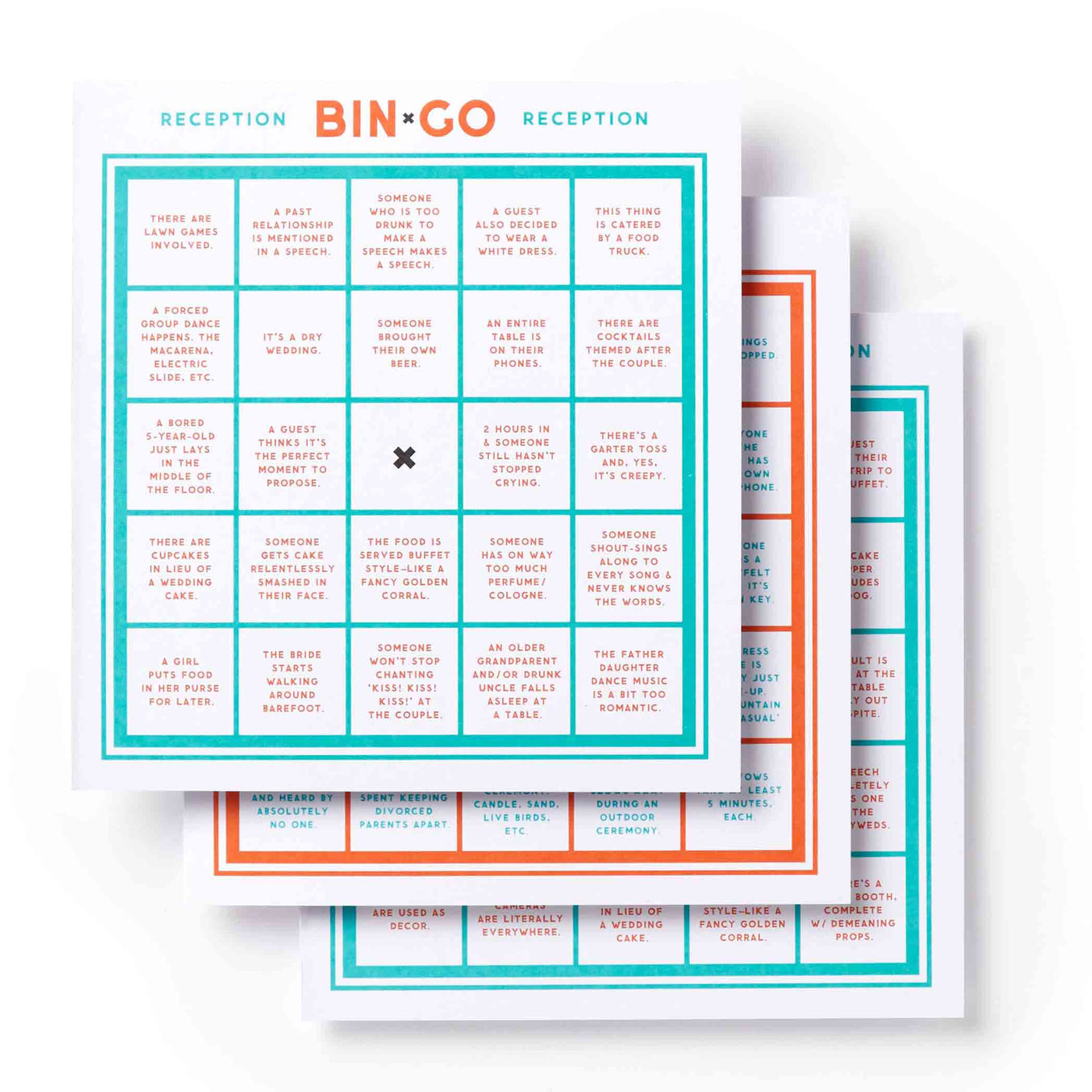 Jouez à 'Bin-Go Endure a Wedding' de Brass Monkey au mariage. 24 cartes de bingo pour capturer les instants mémorables. Une compétition amusante pour être le plus perspicace de la fête!