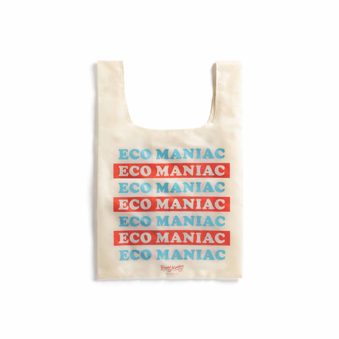 Le tote bag Brass Monkey réinvente le style éco-friendly. En nylon indéchirable, il résiste à toutes vos courses tout en affichant fièrement l'illustration 'Eco Maniac'. Un choix chic et responsable.
