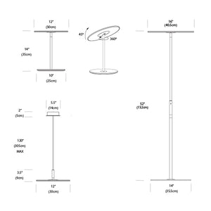 Circa, lampe suspendue, lampe de table, lampe sur pied, par Pablo Designs, dimensions