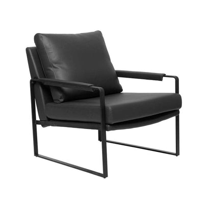 Reproduction Milo, fauteuil, en cuir artificiel et métal, noir