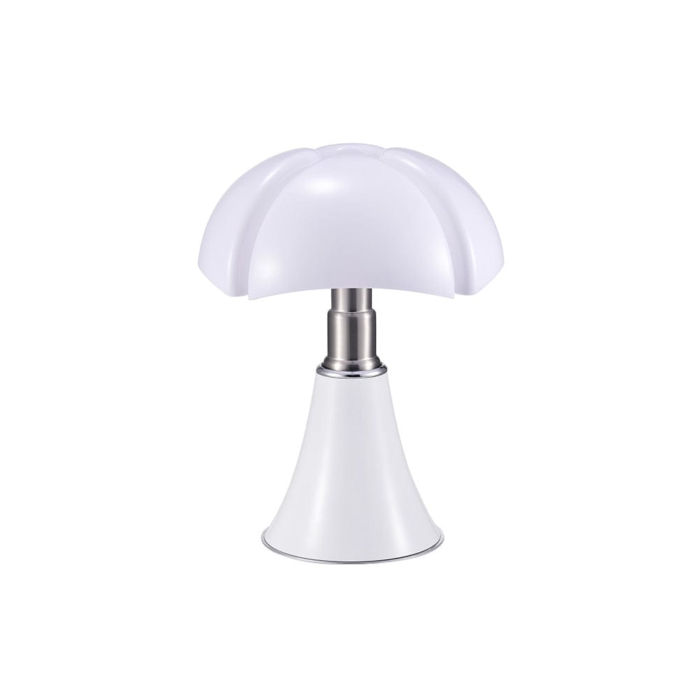 Classique du design - 20ème siècle Pipistrello, lampe de table avec hauteur ajustable, en acier et acrylique, blanc