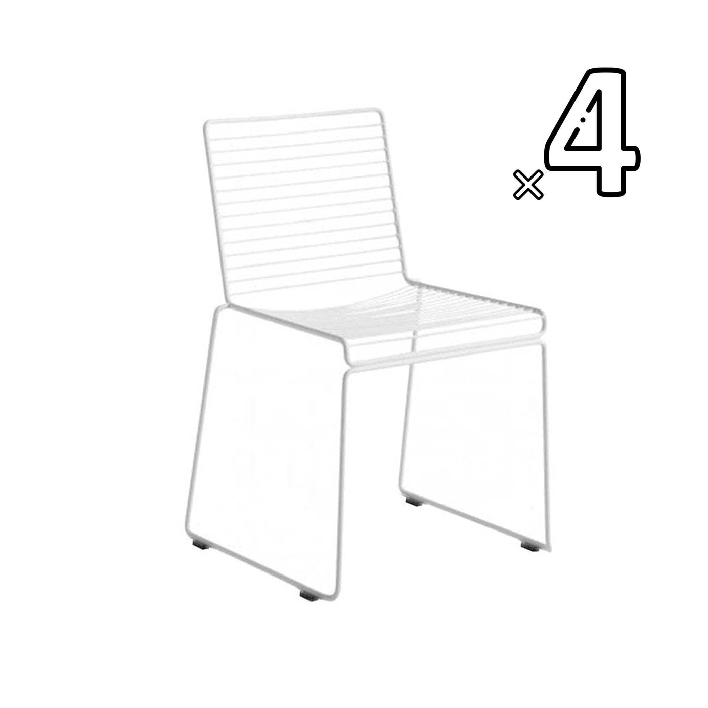 Classique du design - 21ème siècle, Hee, ensemble de 4 chaises à dîner, en métal peint, blanc