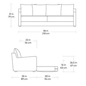 Flipside, canapé-lit par Gus* Modern, dimensions