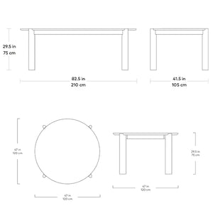 Bancroft, table en bois, rectangulaire ou ronde, par Gus* Modern, dimensions