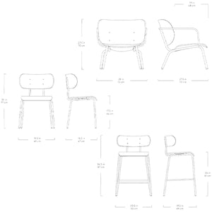 Bantam, chaises et tabourets par Gus* Modern, dimensions