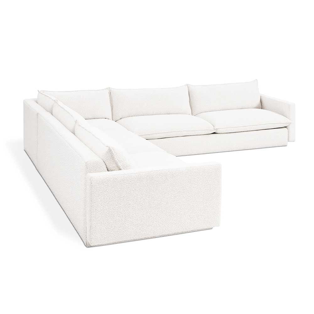 Gus* Modern Sola, sofa bi-sectionnel confortable, en bois et tissu, node alabaster