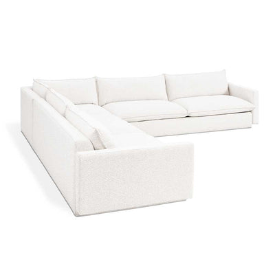 Gus* Modern Sola, sofa bi-sectionnel confortable, en bois et tissu, node alabaster