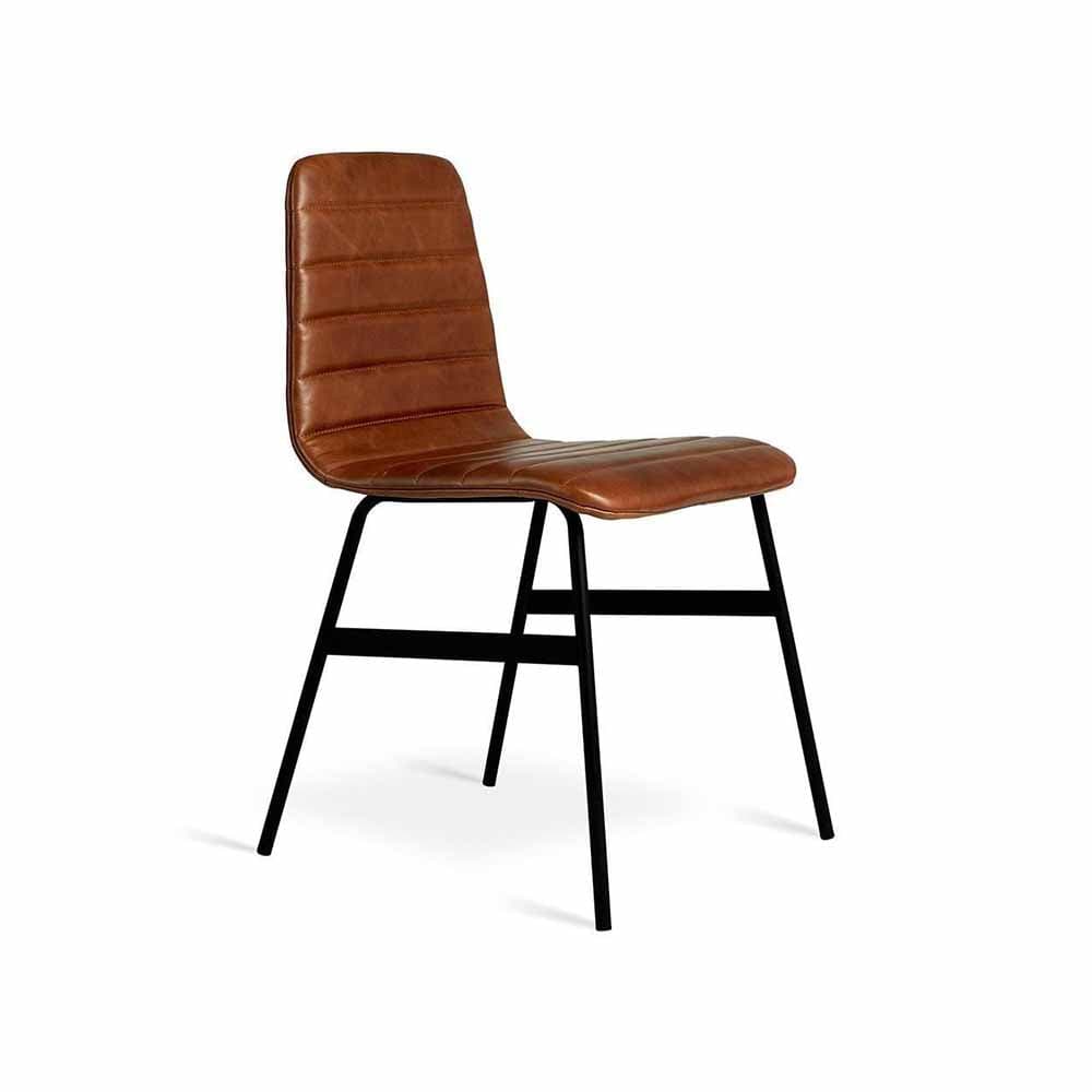 Gus* Modern lecture, chaise rembourrée, en tissu et métal, cuir brun