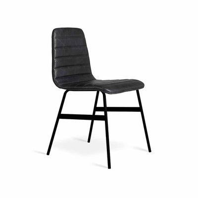 Gus* Modern lecture, chaise rembourrée, en tissu et métal, cuir noir