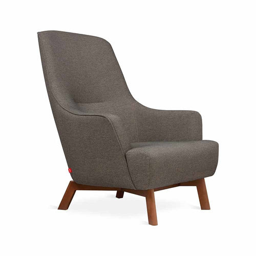 Gus* Modern Hilary, fauteuil avec accoudoirs et dossier haut, en bois et tissu, pixel truffle