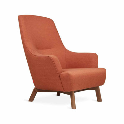 Gus* Modern Hilary, fauteuil avec accoudoirs et dossier haut, en bois et tissu, pixel saffron