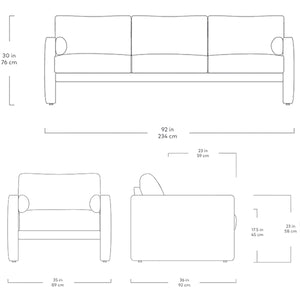 Laurel, fauteuils et sofas en tissu par Gus* Modern, dimensions