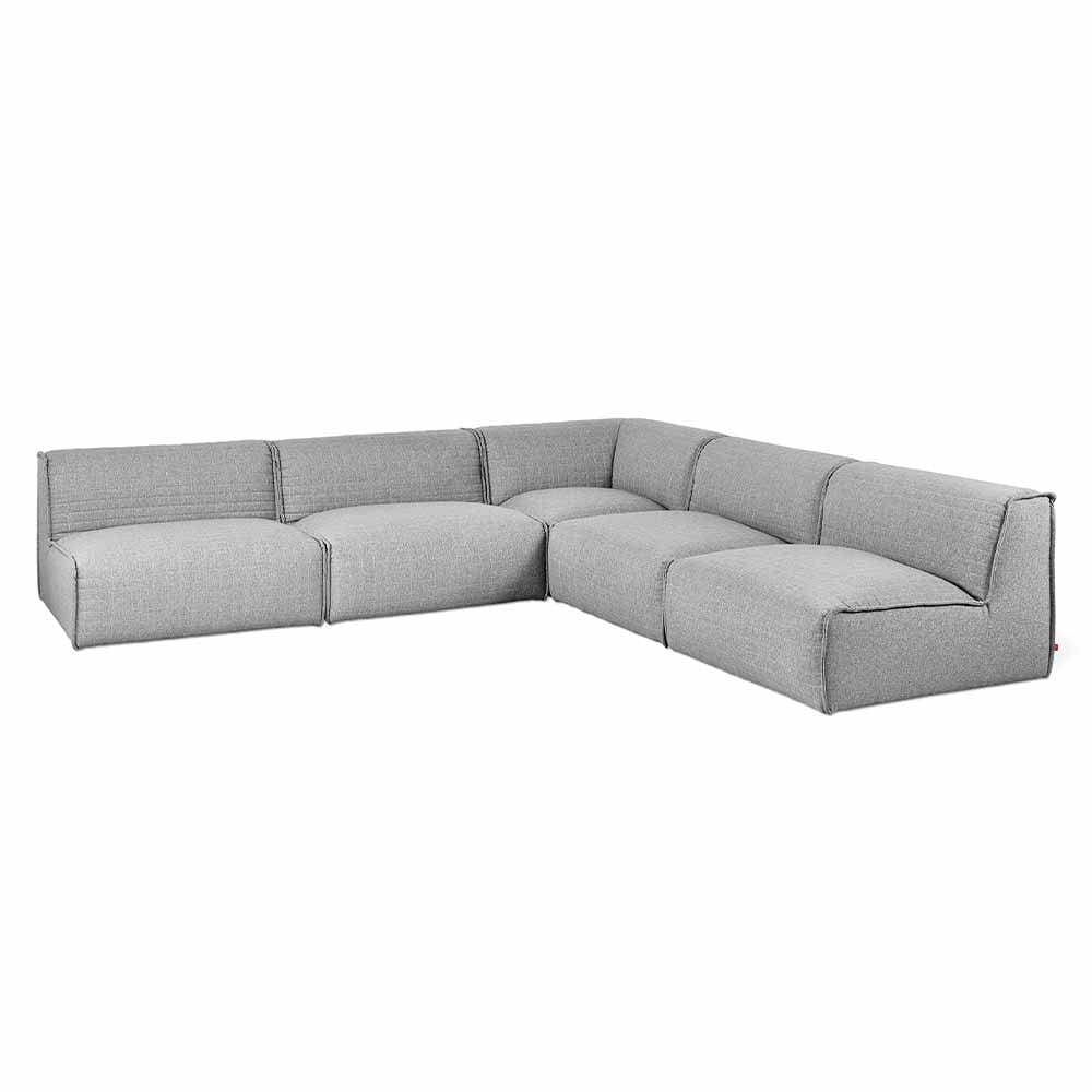 Gus* Modern Nexis, sofa sectionnel 5 places, en tissu, parliament stone
