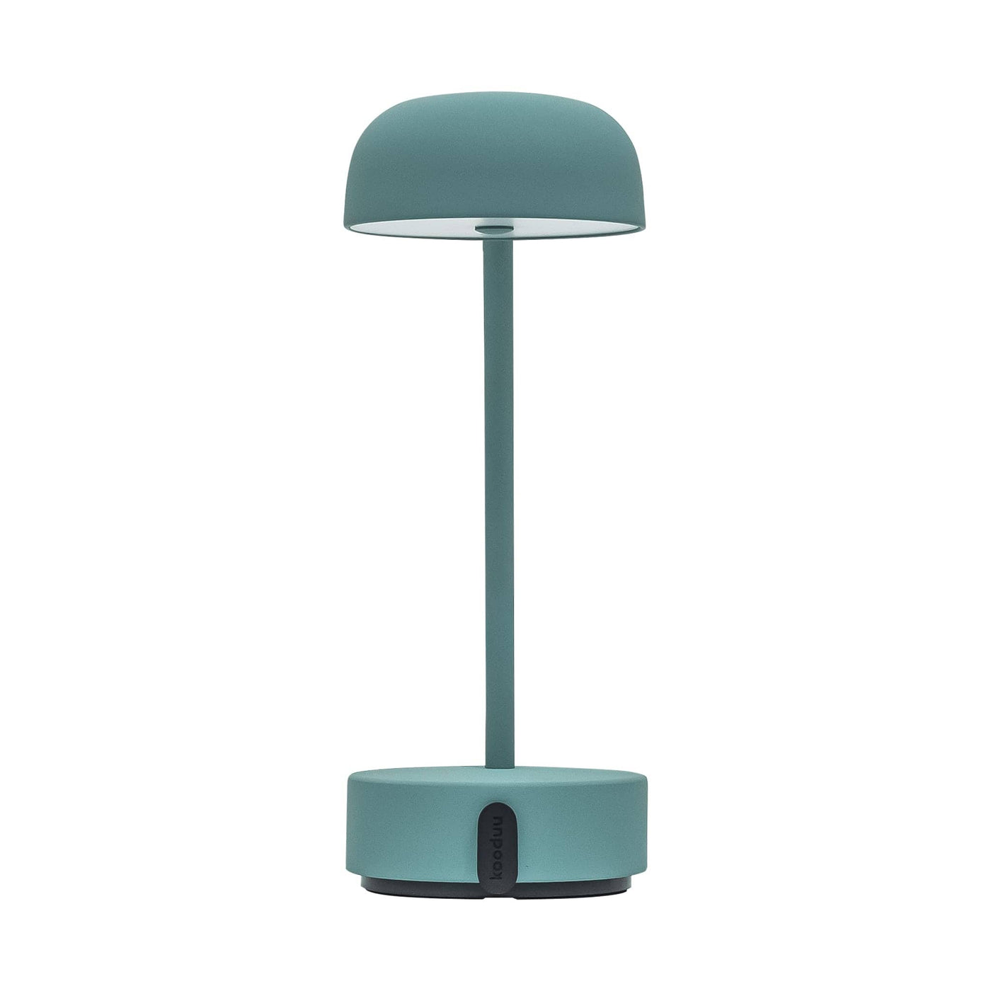 kooduu Fokus, lampe de table LED dimmable et portable, en acier, sarcelle fumé