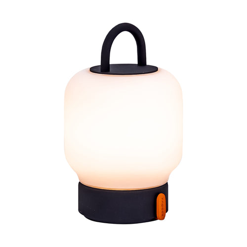 kooduu Loome, lampe de table LED portable en forme de lanterne avec chargeur USB, en acier et verre, anthracite