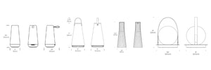 Lanternes, lampe de table sans fil, par Pablo Designs, dimensions