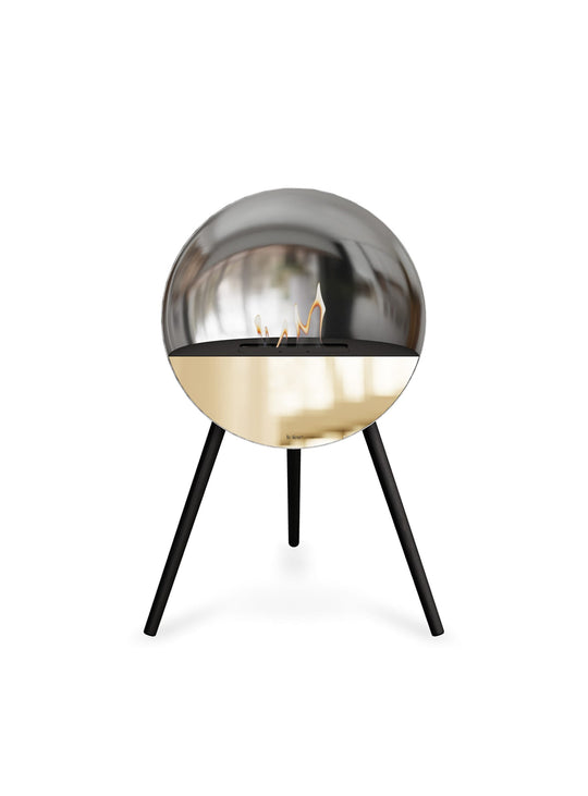 Foyer Eye argent de Le Feu : pièce d’art et feu bioéthanol.