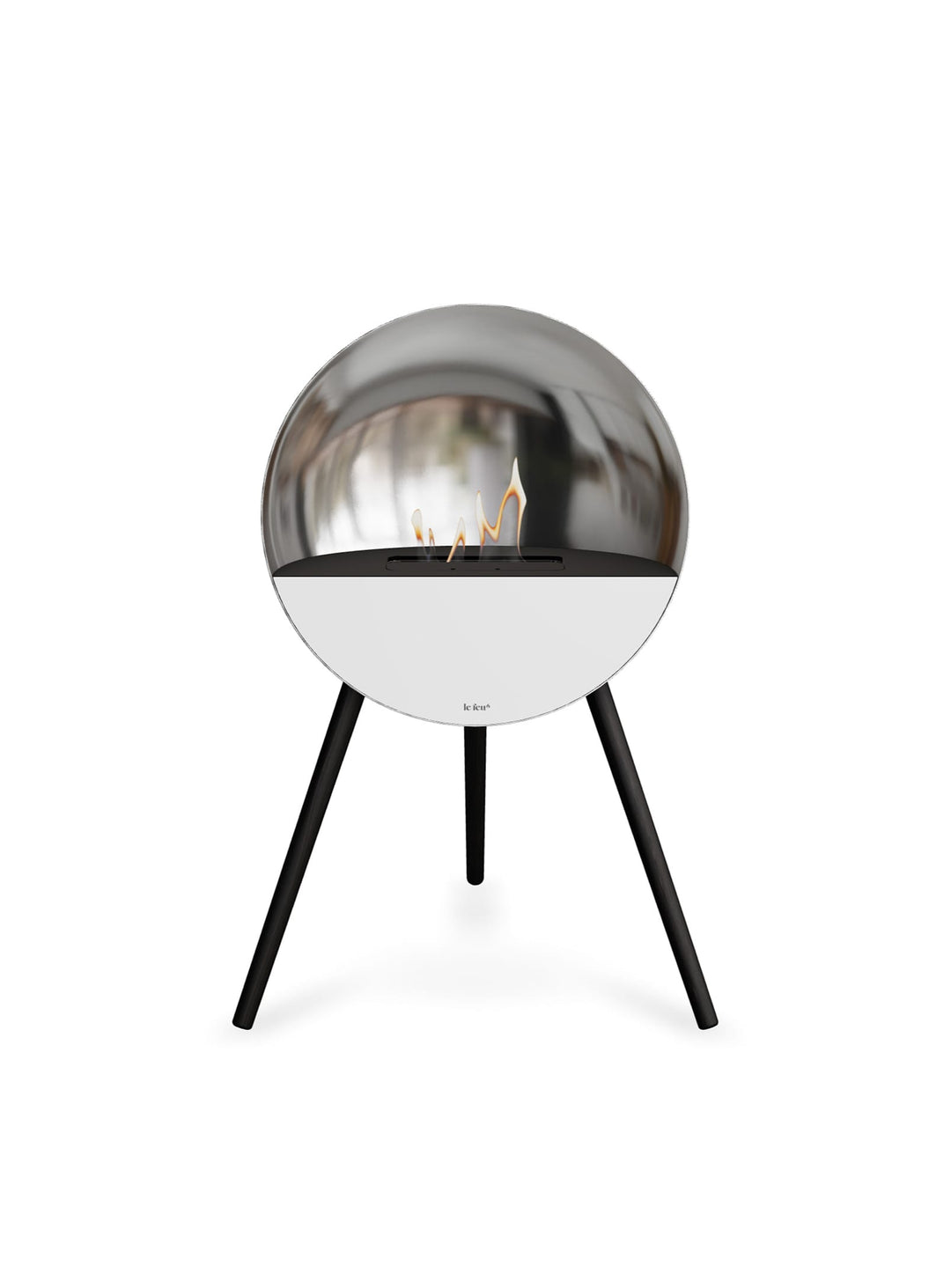 Foyer Eye argent de Le Feu : feu écologique et beauté argentée.