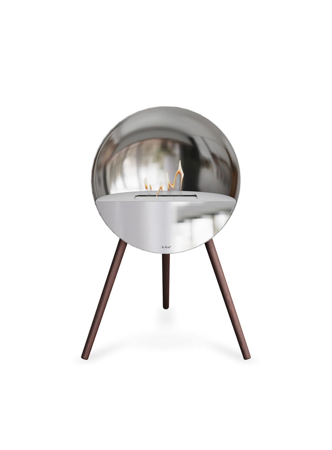 Foyer design Le Feu Eye argent : allure moderne et feu apaisant.