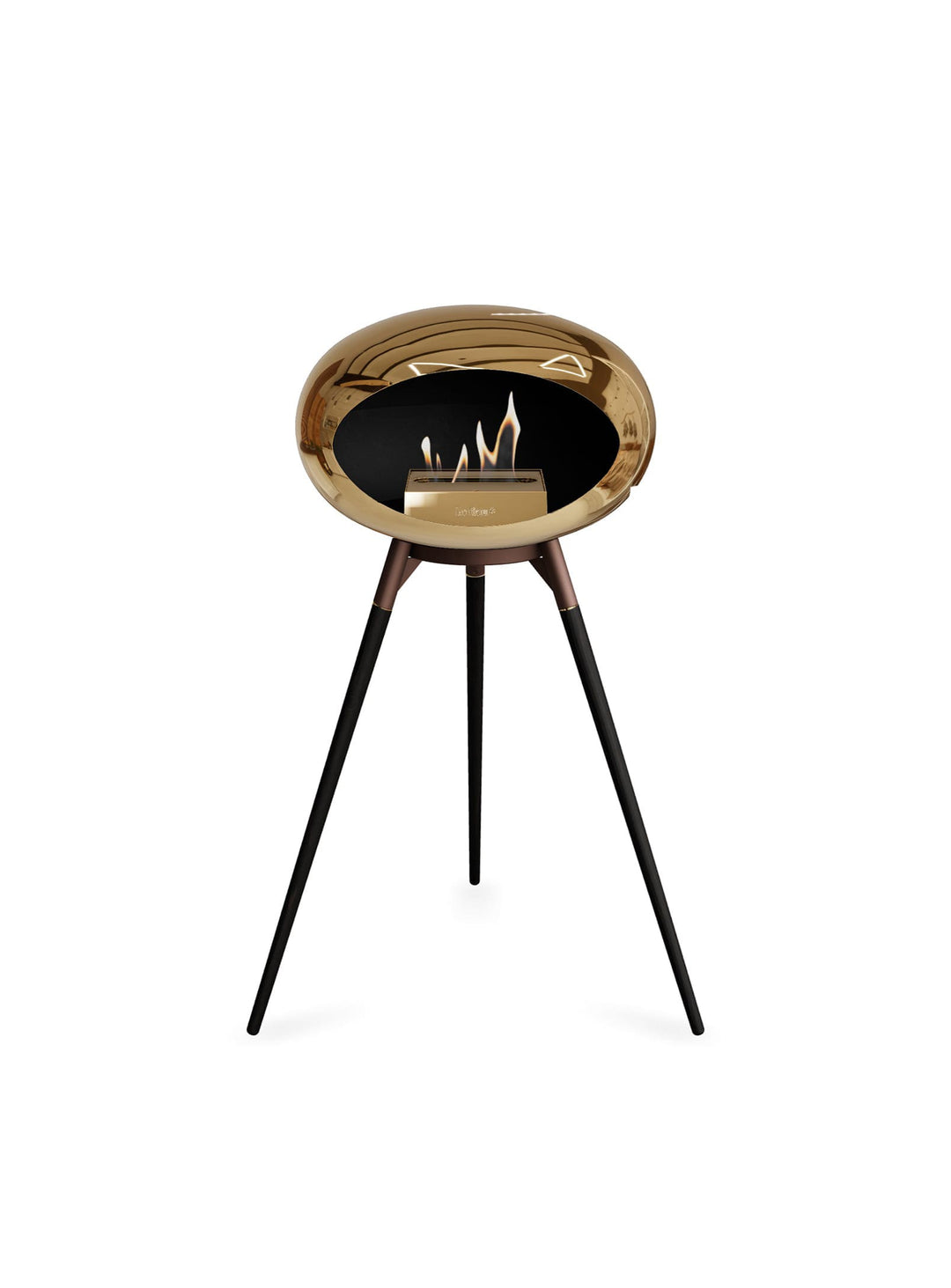 Foyer Le Feu Ground High Dome or rose : feu moderne et ambiance feutrée.