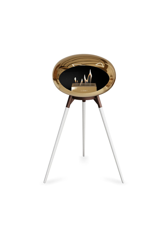Foyer bioéthanol Le Feu Ground High Dome or rose : flamme pure et luxe nordique.