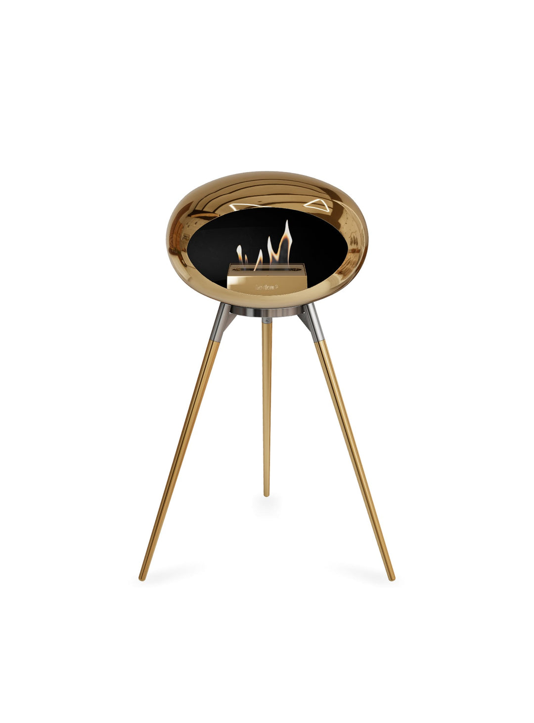 Foyer bioéthanol Le Feu Ground High Dome : or rose et chaleur apaisante.