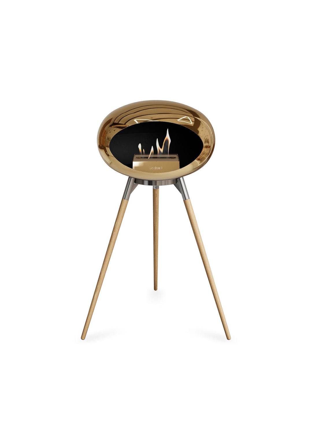 Foyer Le Feu Ground High Dome or rose : chaleur naturelle et éclat doré.