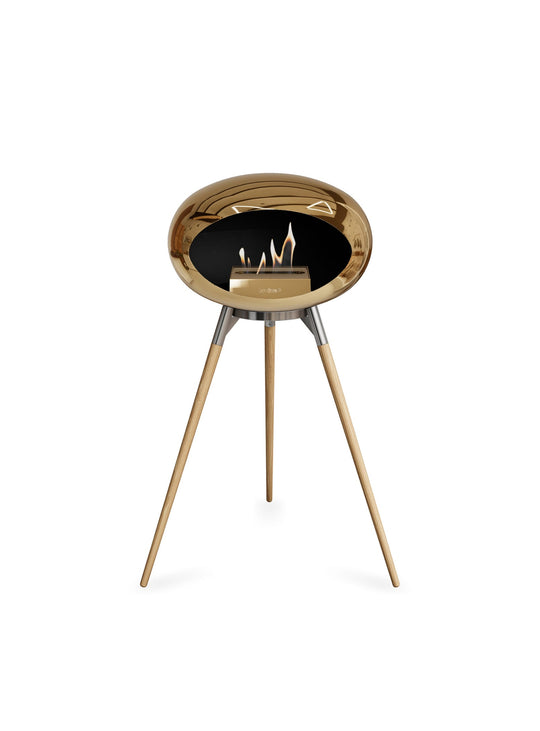 Foyer Le Feu Ground High Dome or rose : chaleur naturelle et éclat doré.