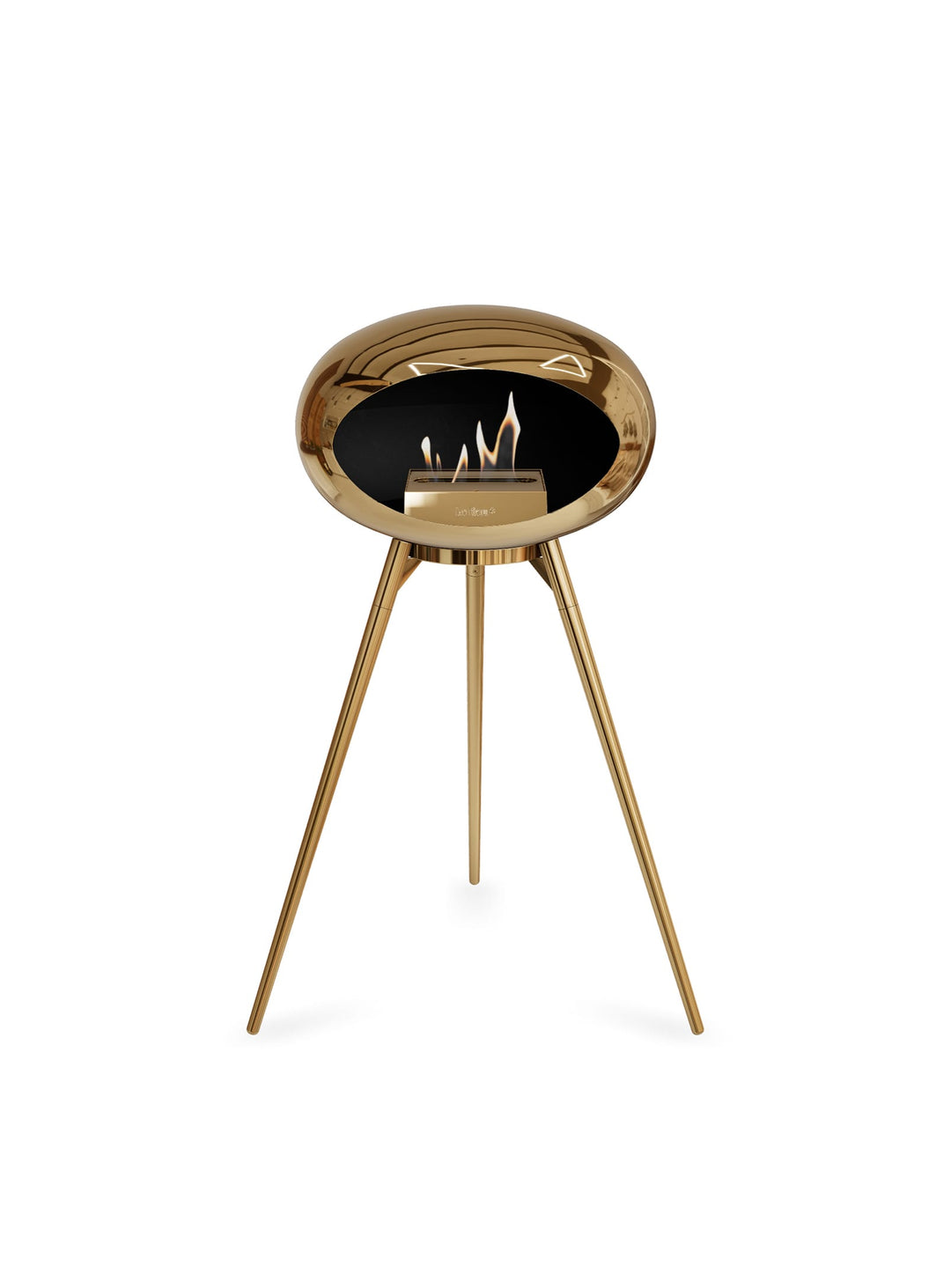 Foyer bioéthanol Le Feu Ground High Dome : feu chic et teinte or rose.