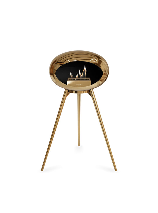 Foyer bioéthanol Le Feu Ground High Dome : feu chic et teinte or rose.