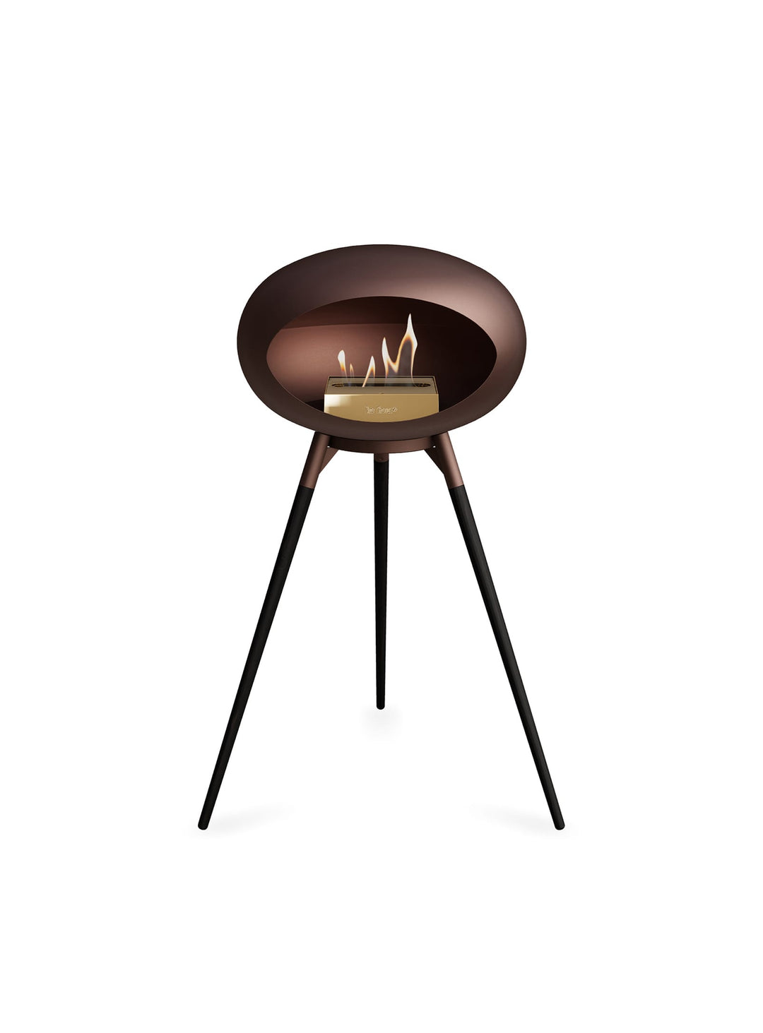 Foyer Ground High Dome Mocca : feu bioéthanol et atmosphère feutrée.