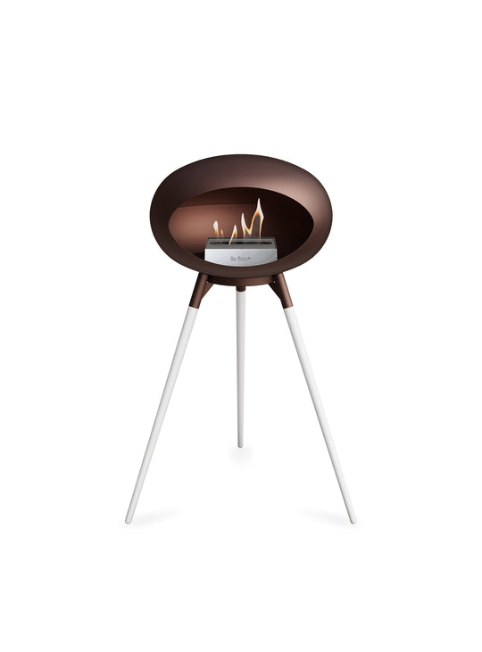 Foyer Le Feu Ground High Dome Mocca : feu d’ambiance et ton terre apaisant.