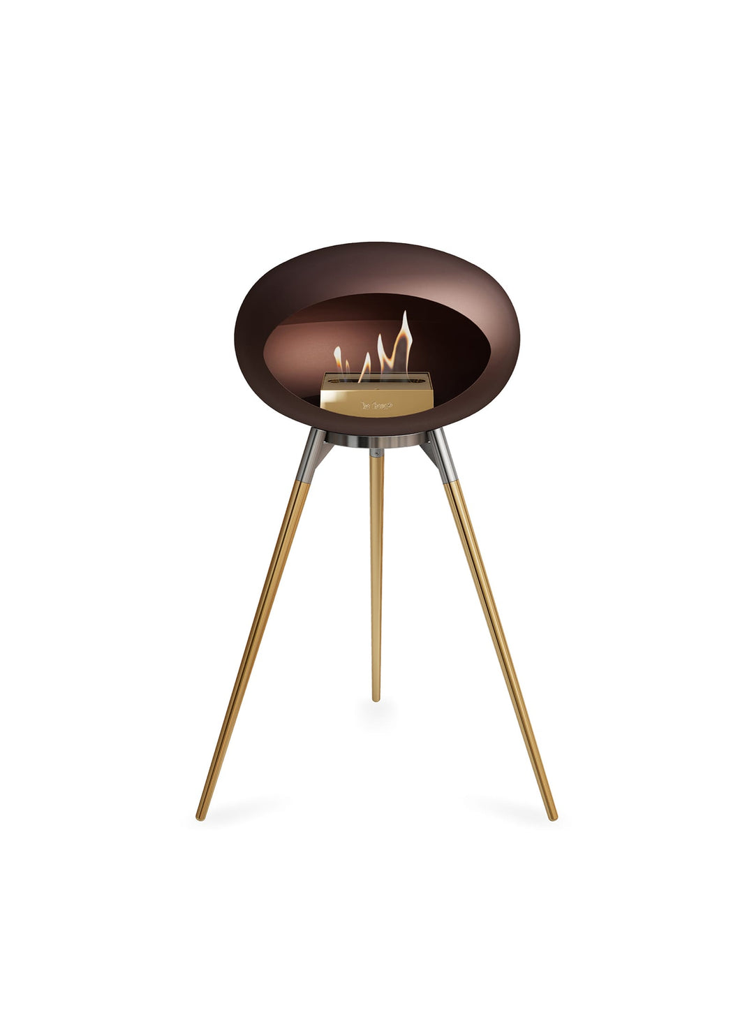 Foyer design Le Feu Ground High Dome : feu moderne et teinte chaude.