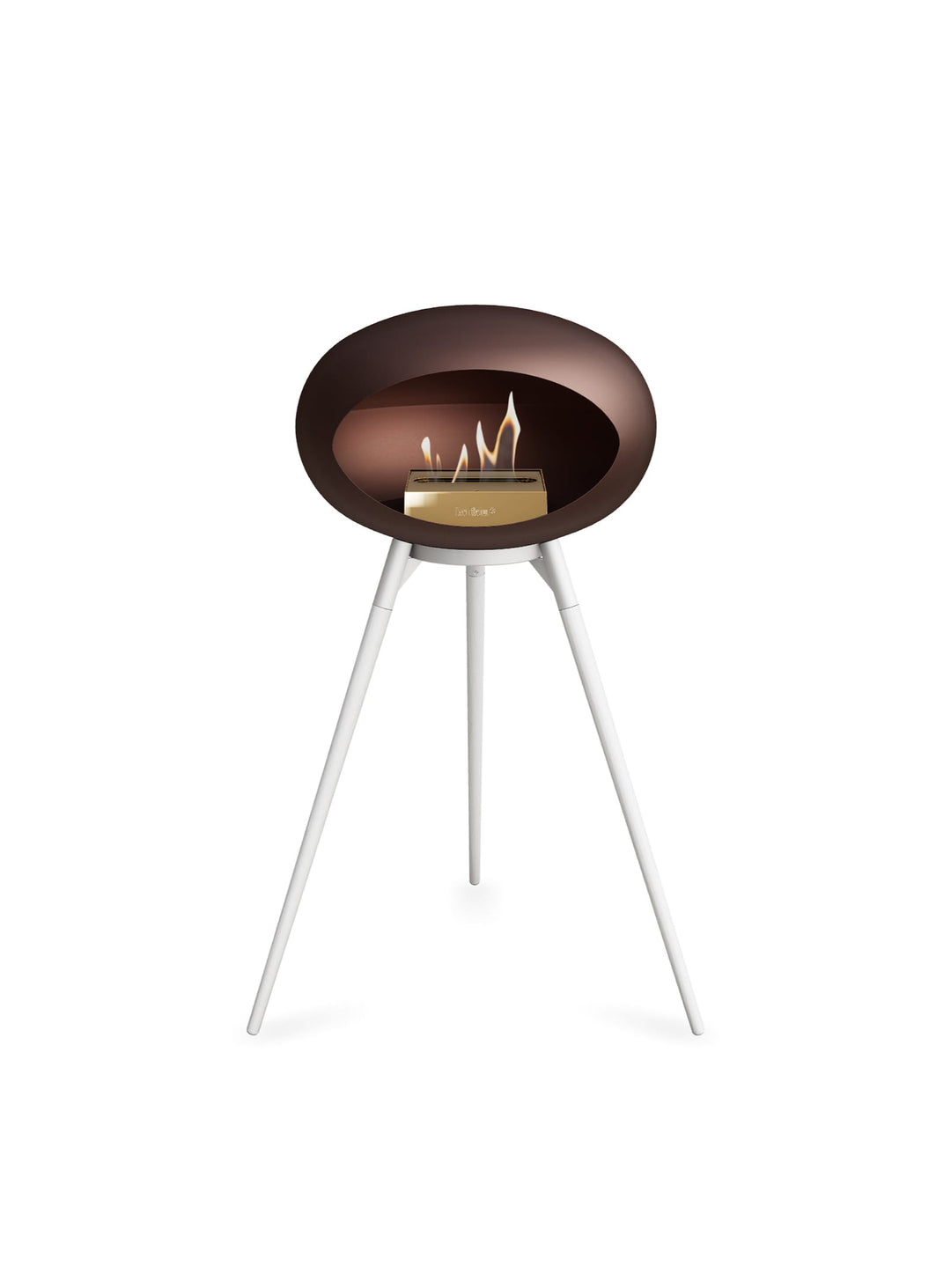 Foyer bioéthanol Le Feu Ground High Dome Mocca : feu sans conduit et chic.