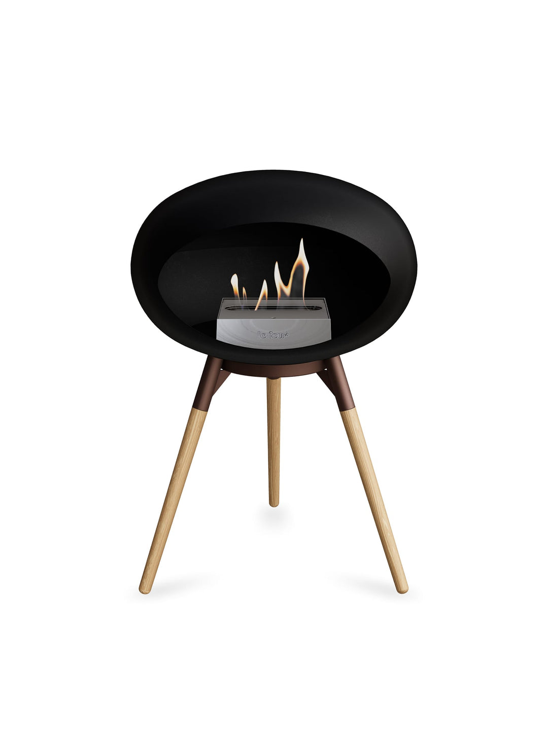 Foyer Ground Low Dome noir de Le Feu : feu sans conduit et allure chic.