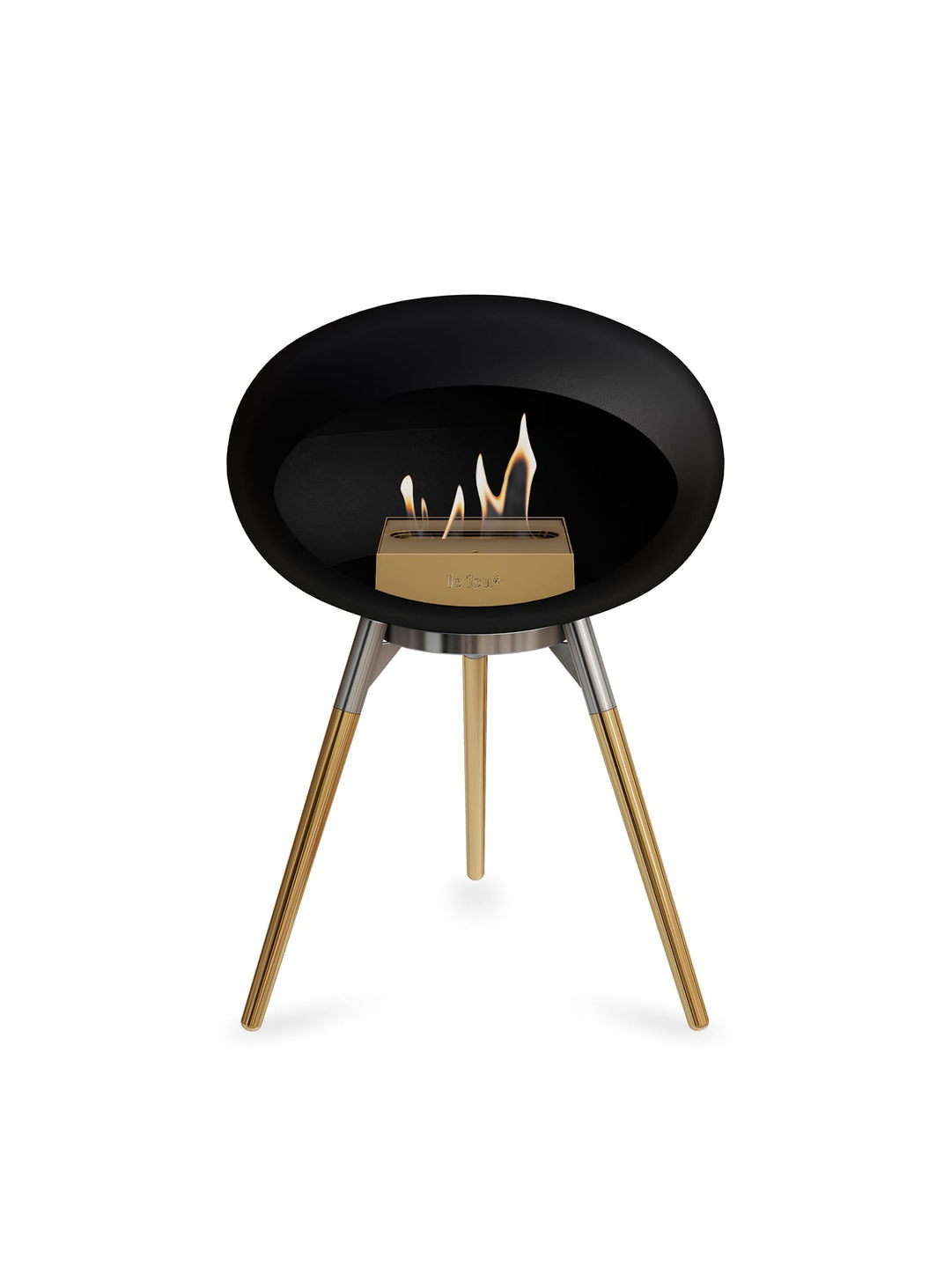 Foyer Ground Low Dome Le Feu : noir mat et feu apaisant.