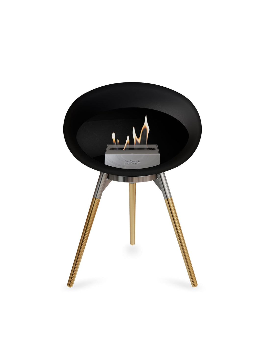 Foyer bioéthanol Le Feu Ground Low Dome noir : feu chic et compact.