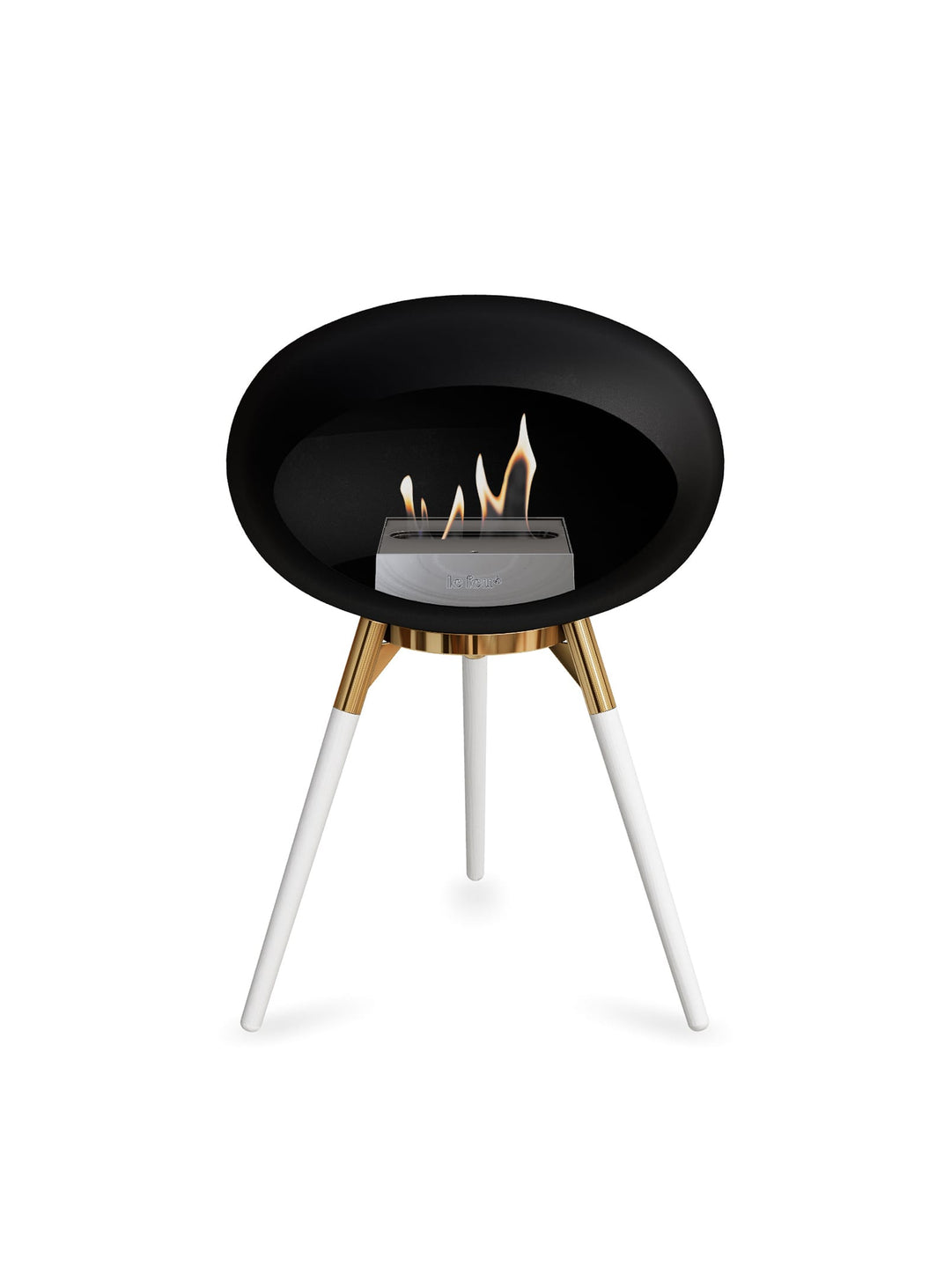 Foyer Le Feu Ground Low Dome noir : feu design et confort chaleureux.